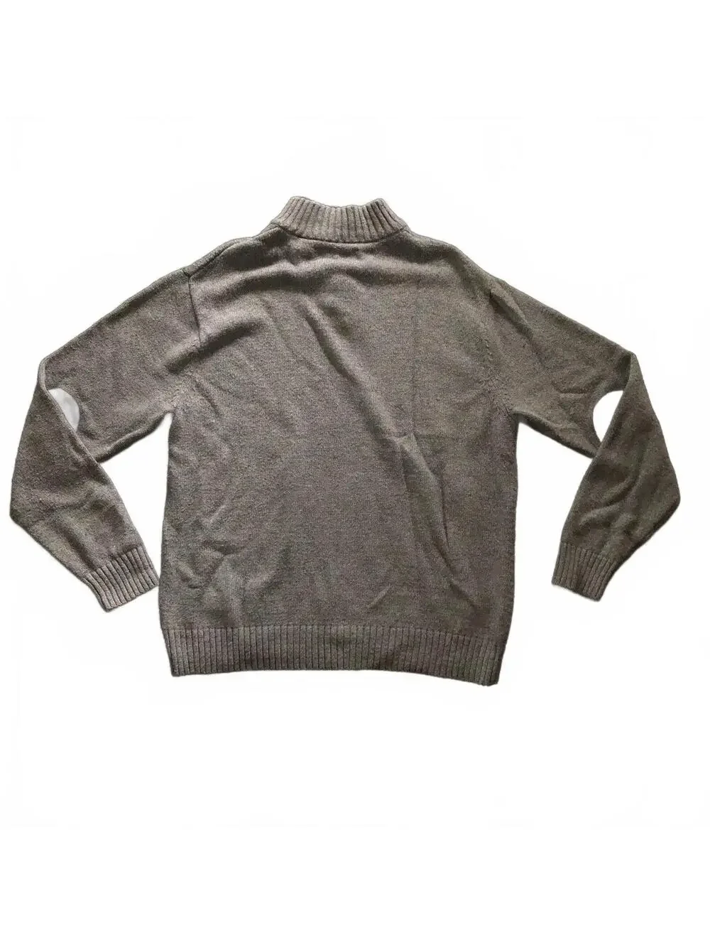 Chaps Men's Gray Button-Up Collar Sweater with Elbow Patches XL
